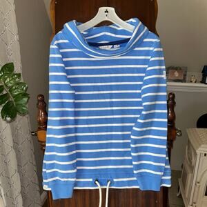 Women’s Lazy Jacks SuperSoft pullover Sweatshirt  blue white striped Size US 10
